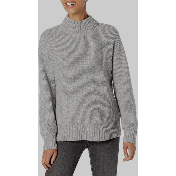 Goodthreads Women's Boucle Shaker Stitch Balloon-Sleeve Gray Heather Sweater XL - Picture 1 of 12